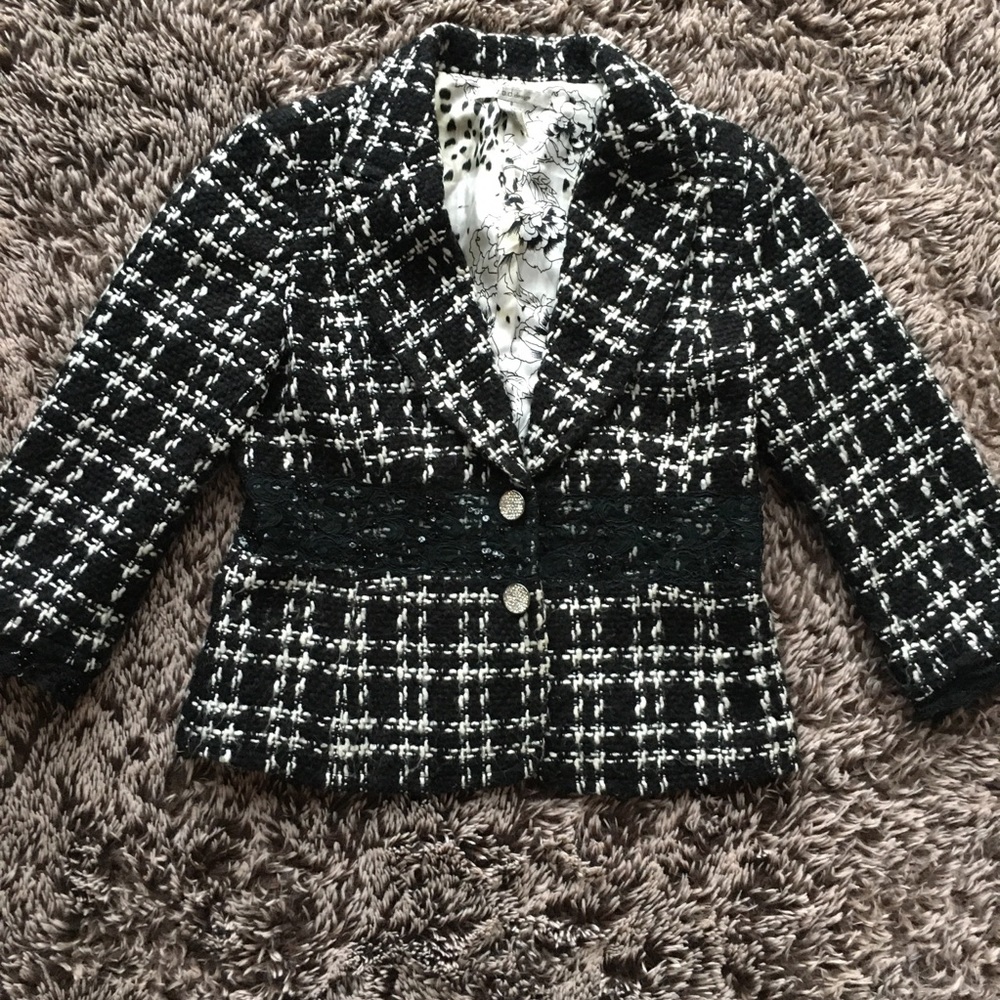 Zbd design knit  career blazer jacket sz 8 black